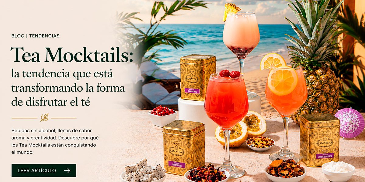 Amatea Tea Shop Blog Mocktails Tendencia transformando forma disfrutar te Banner